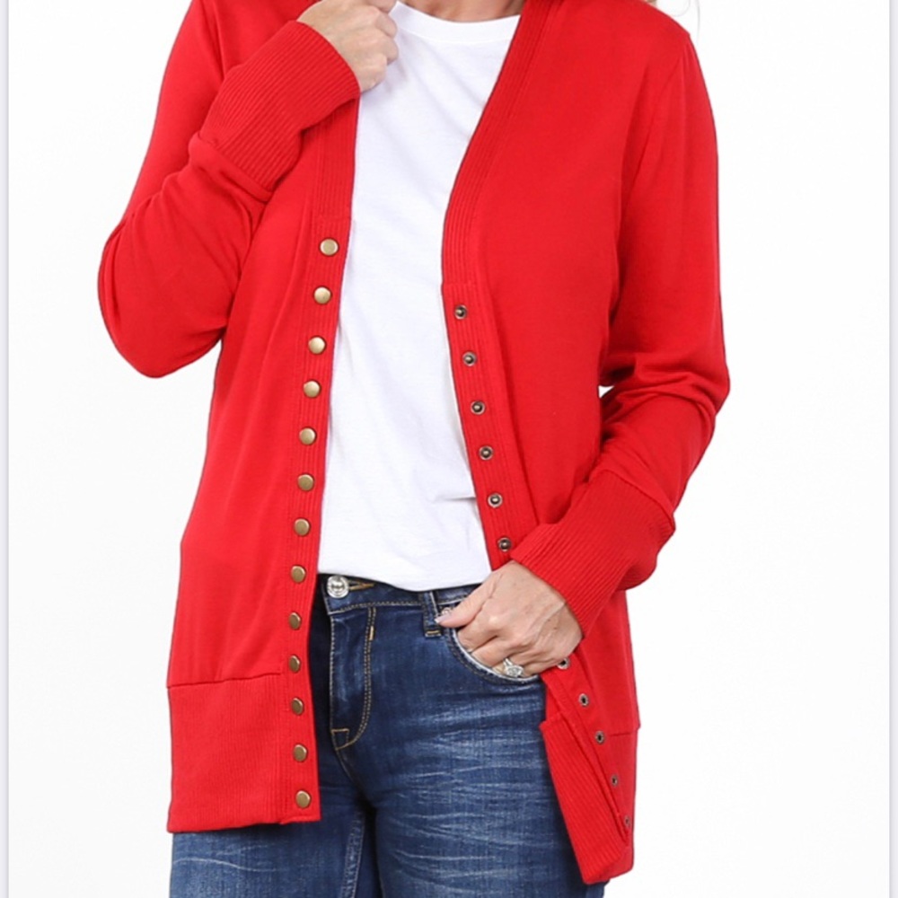 Zenana Outfitters Red Cardigan Size Small